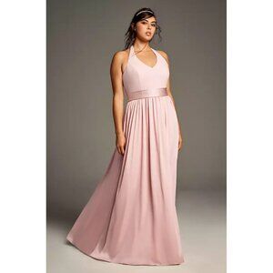 NWT Vera Wang White V-Neck Halter Gown Dress